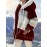 Women's Color Block Fuzzy Hooded Coat - Casual Long Sleeve Winter Warm Outerwear