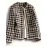 Women's Plaid Pattern Jacket - Elegant Crew Neck Open Front Long Sleeve Outerwear