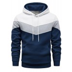 Men's Color Block Print Hoodie - Casual Graphic Design Pullover Sweatshirt with Kangaroo Pocket for Winter and Fall - Streetwear Gift
