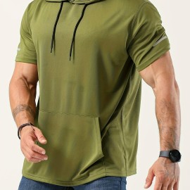 Men's Casual Pullover Hooded Tshirt with Kangaroo Pocket - Streetwear for Summer and Fall