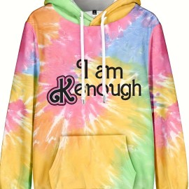 Men's Long Sleeve Letter Print, Hoodies Street Casual Sports And Fashionable With Kangaroo Pocket Sweatshirt, Suitable For Outdoor Sports, For Autumn And Winter, Fashionable And Versatile