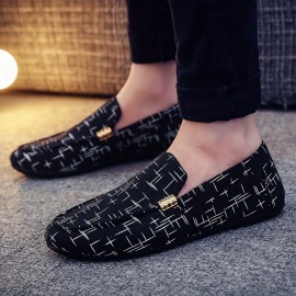 Men's Trendy Steel Style Slip On Loafer Shoes, Comfy Non Slip Breathable Sneakers For Men's Outdoor Activities