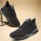 Men's Trendy Lace Up Knit Fabric Breathable Running Shoes, Comfy Soft Sole Shock Absorption Sneakers